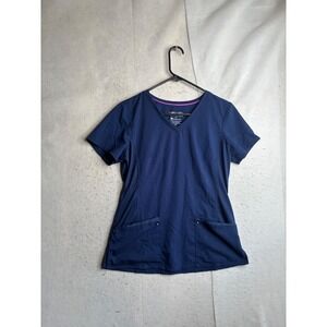 Healing Hands Purple Label Yoga Navy Blue V-Neck Scrub Top Style 2245 Mens M